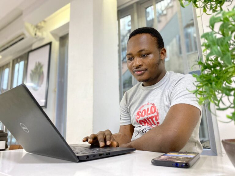 A man using laptop